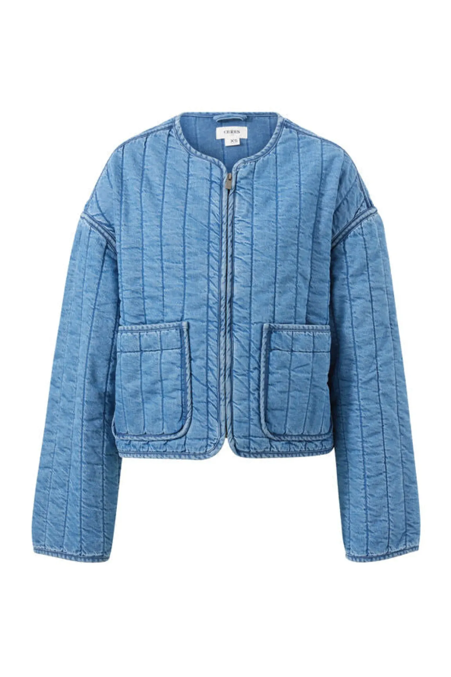 Ceres Life Comfy Quilted Boxy Jacket - Worn Blue